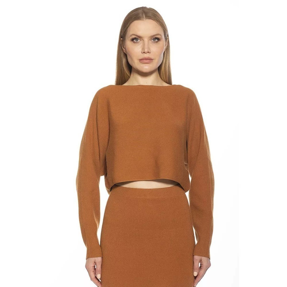 ALEXIA ADMOR Ribbed Knit Dolman Sleeve Top Camel Women's Size Small NWT